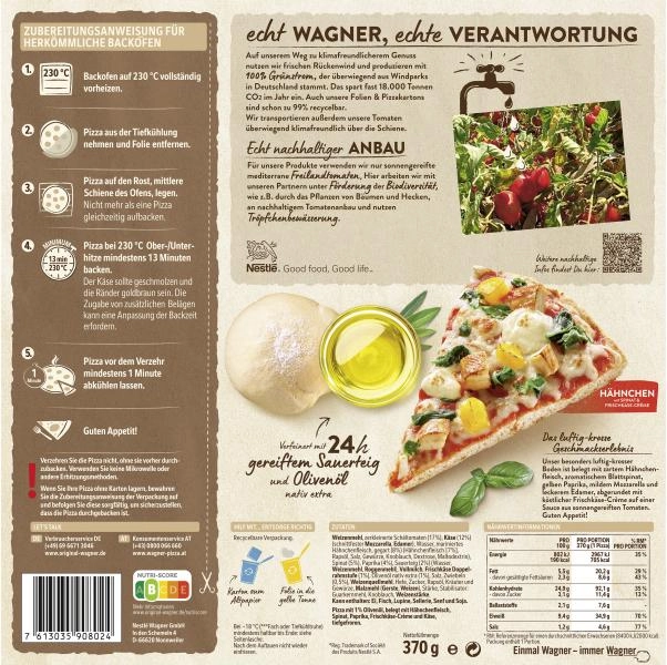 Original Wagner Die Backfrische Pizza Hähnchen