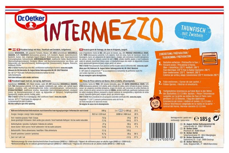 Dr. Oetker Intermezzo Thunfisch mit Zwiebeln