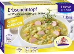 Lero Food Erbseneintopf mit Wiener Würstchen geschnitten