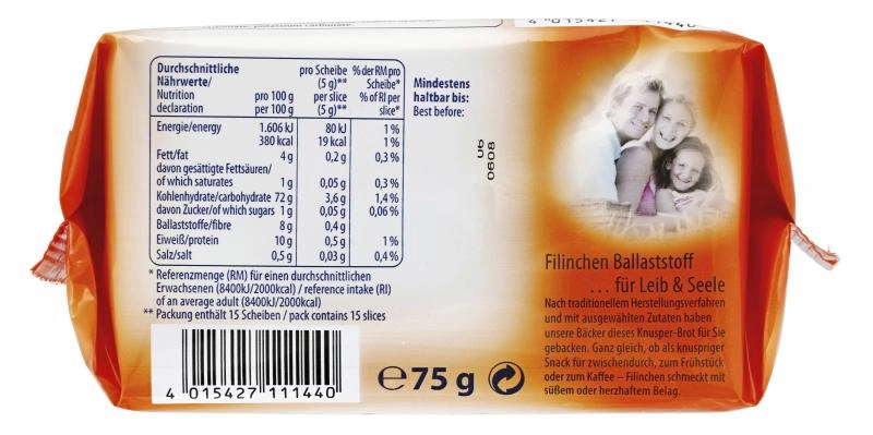 Filinchen Das Knusper-Brot Ballaststoff