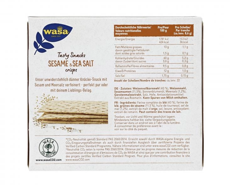 Wasa Knäckebrot Tasty Snacks Sesame & Sea Salt crisps