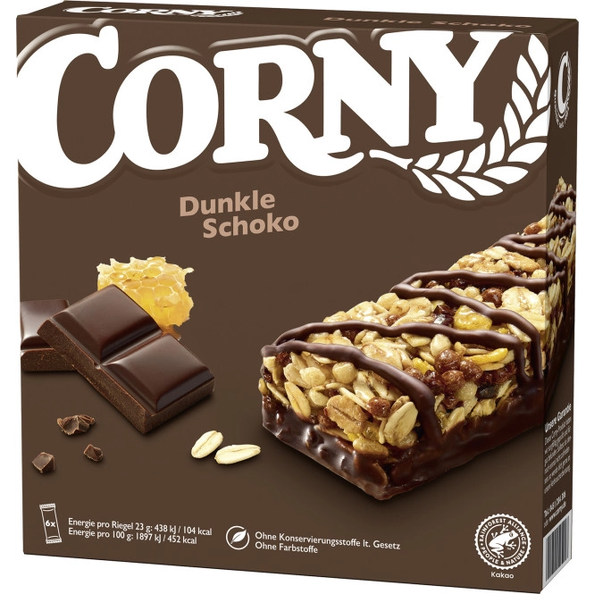 Corny Dunkle Schokolade Riegel 6ST 138G