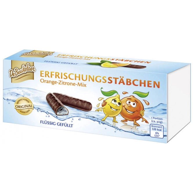 De Beukelaer Erfrischungsstäbchen Orange-Zitrone-Mix 75G