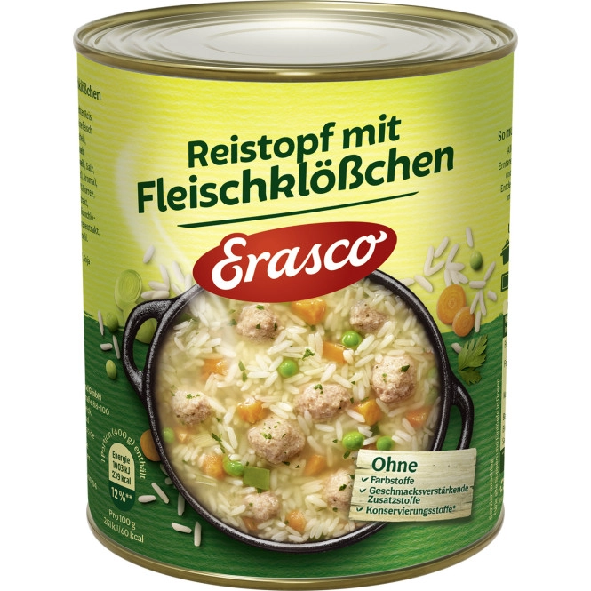 Erasco Reistopf mit Fleischklößchen 800G