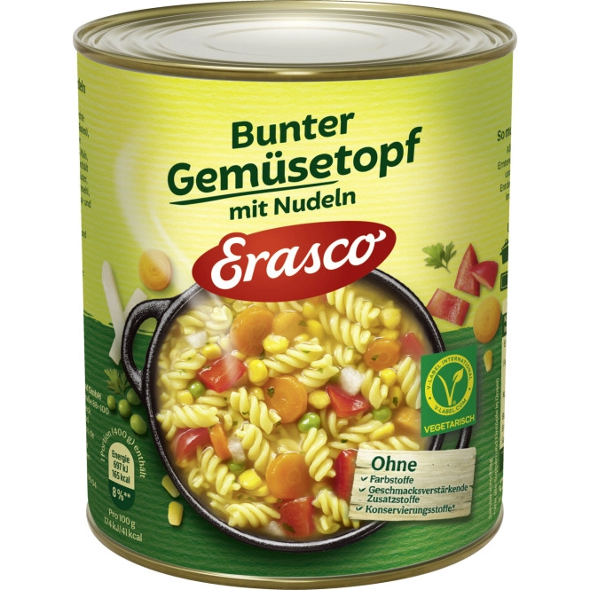 Erasco Bunter Gemüsetopf mit Nudeln 800G