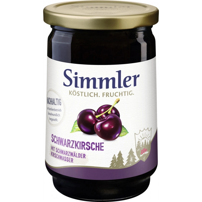 Simmler Konfitüre EXTRA Schwarzkirsch mit Kirschwasser 450G