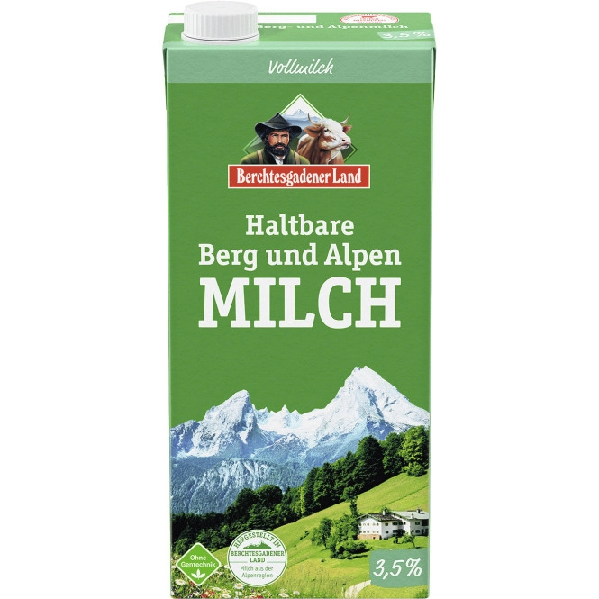 Berchtesgadener Land haltbare Berg und Alpen Milch 3,5% 1L