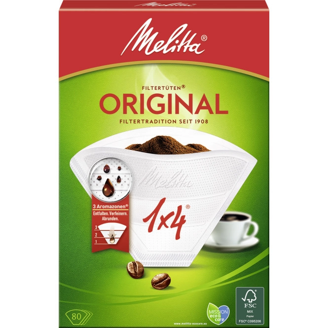 Melitta Aroma Filtertüten weiß Gr.1x4 80ST