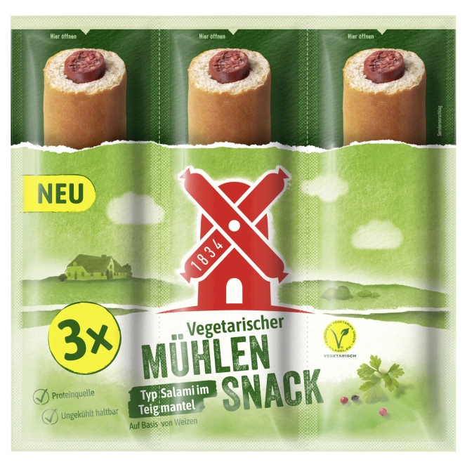 Rügenwalder Mühle Vegetarischer Mühlen Snack Typ Salami im Teigmantel 3x 40G