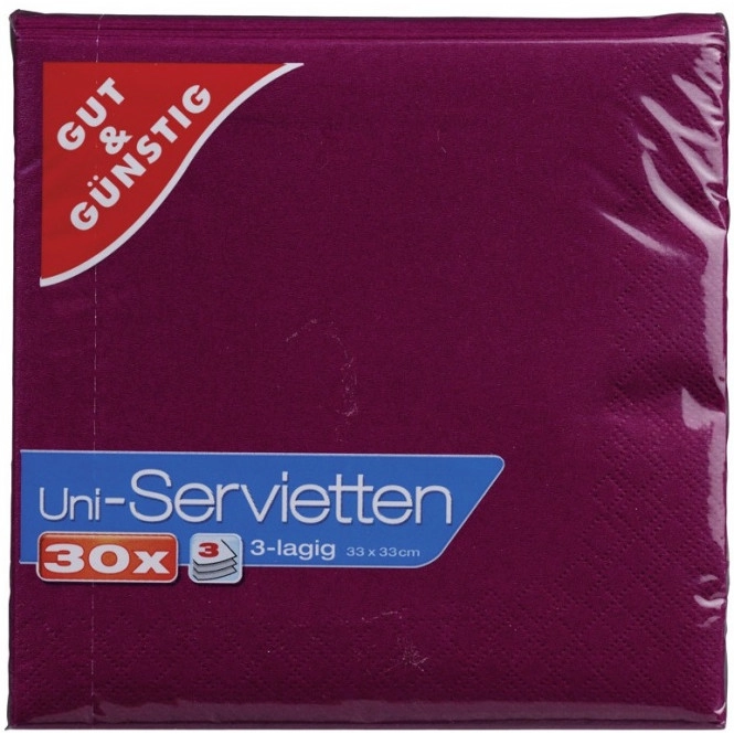 Gut & Günstig Servietten rot 3-lagig 33cm x 33cm 30ST