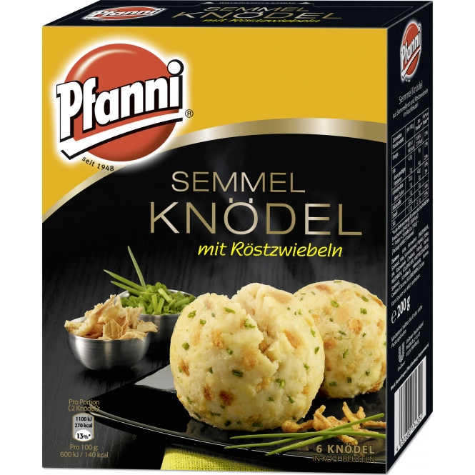 Pfanni Semmel Knödel mit Röstzwiebeln im Kochbeutel - 6 Knödel 200G