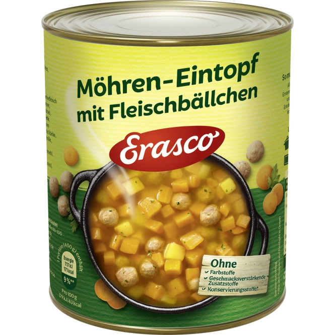 Erasco Möhren-Eintopf mit Fleischbällchen 800G