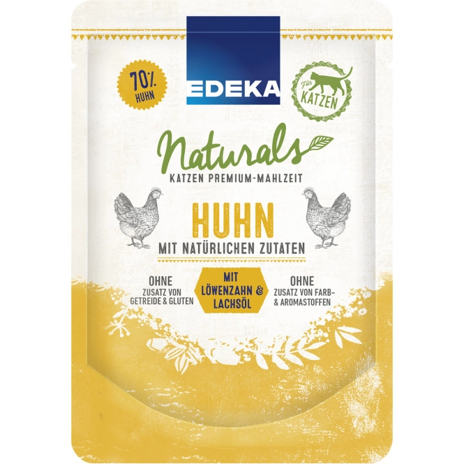 EDEKA Naturals Huhn mit Lachsöl & Löwenzahn für Katzen 85G