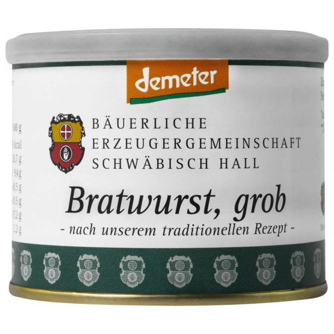 Bäuerliche EZG Schwäbisch Hall Demeter Bratwurst grob 200G