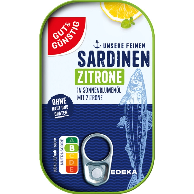 Gut & Günstig Sardinen in Sonnenblumenöl mit Zitrone 125G