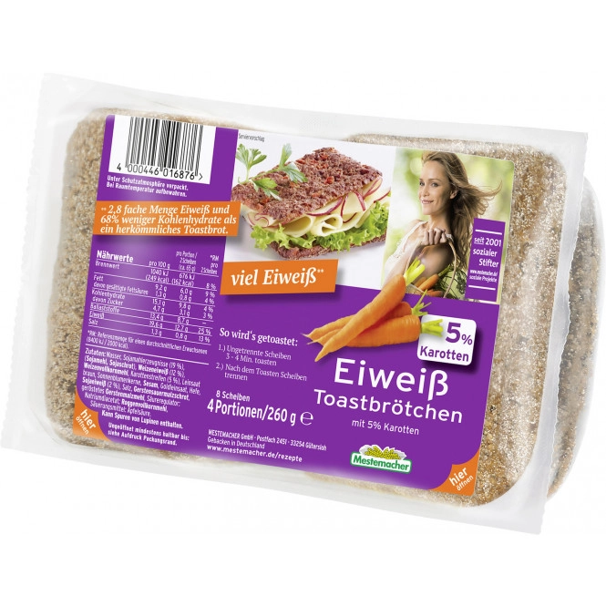 Mestemacher Eiweiß Toastbrötchen mit Karotten 4x 65G