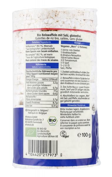 Alnatura Bio Reiswaffeln Meersalz 100G