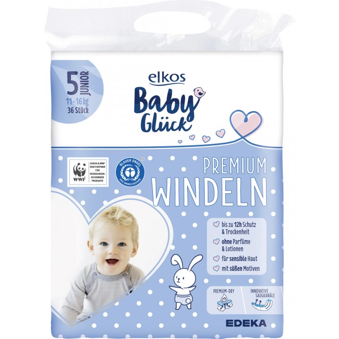 elkos Baby Glück Premium Windeln 5 Junior 11-16KG 36ST