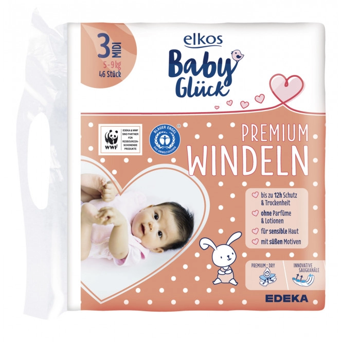 elkos Baby Premium Glück Windeln 3 Midi 5-9KG 46ST