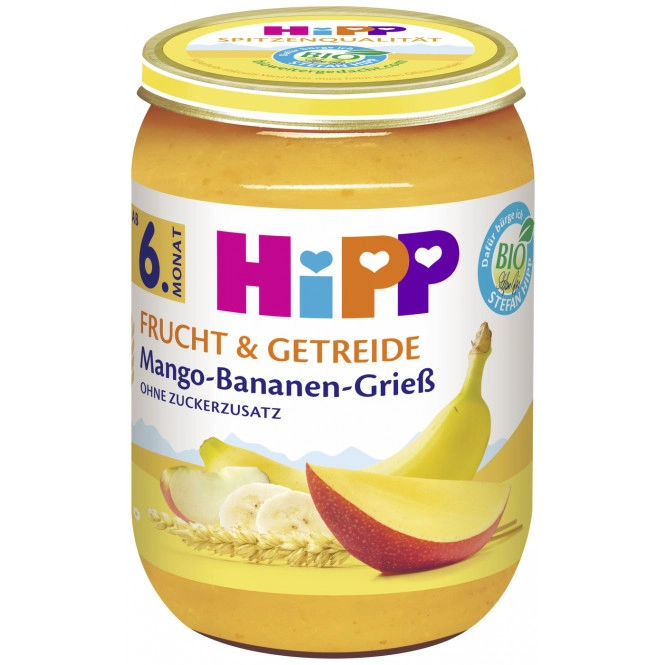 Hipp Bio Mango-Bananen-Grieß ohne Zuckerzusatz ab 6.Monat 190G