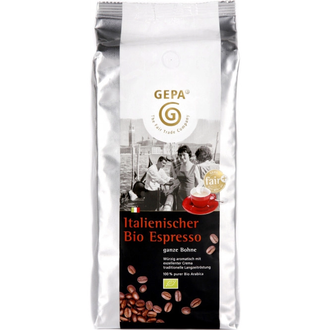 GEPA Fairtrade Italienischer Bio Espresso ganze Bohnen 1KG