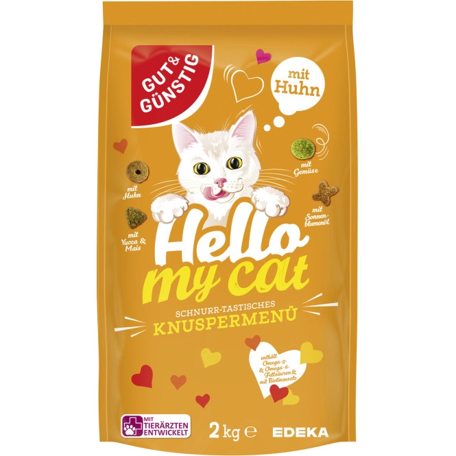 Gut & Günstig Hello My Cat Knusper Menü mit Huhn 2KG