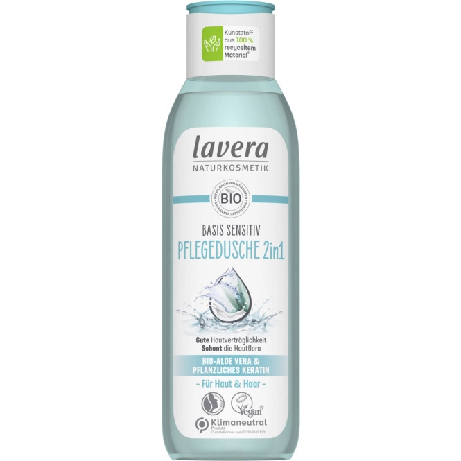 lavera Naturkosmetik Basis Sensitiv Pflegedusche 2in1 für Haut & Haar 250ML