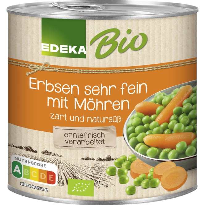 EDEKA Bio Erbsen mit Möhren sehr fein 400G