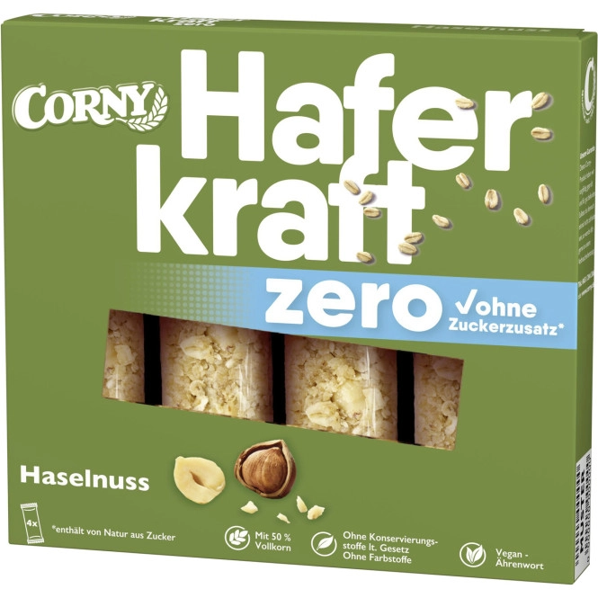 Corny Haferkraft Zero Haselnuss 4ST 140G