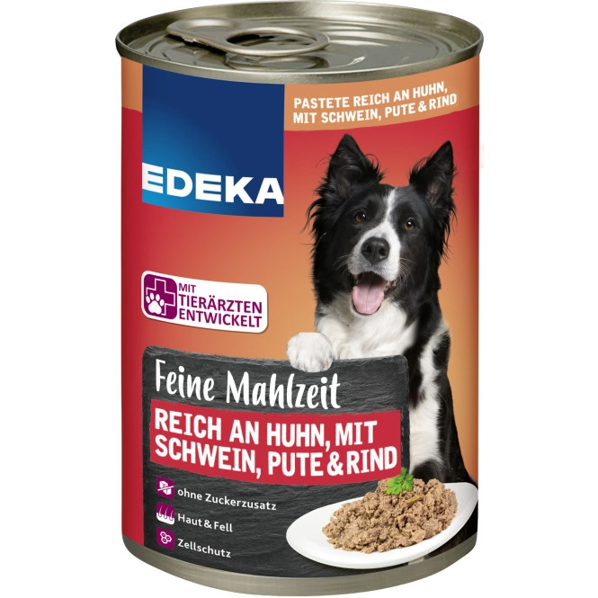 EDEKA Feine Mahlzeit Hund Reich an Huhn mit Schwein, Pute & Rind 400G