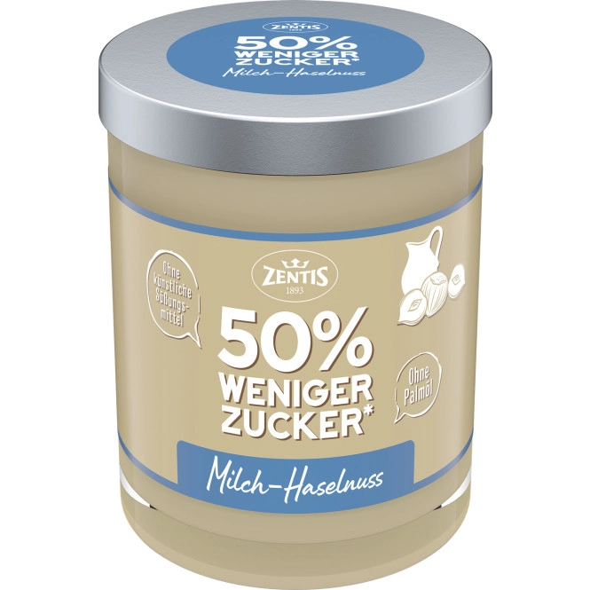 Zentis Haselnuss-Milch-Creme 50% weniger Zucker 200G