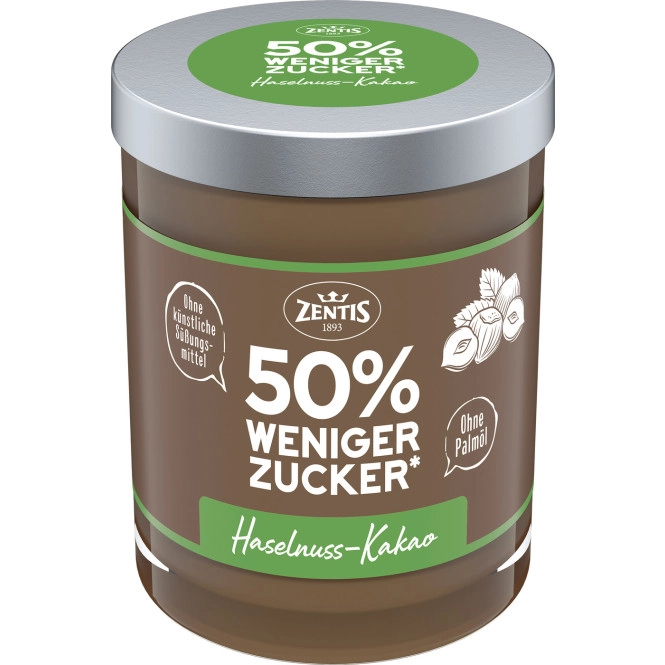 Zentis Haselnuss-Kakao-Creme 50% weniger Zucker 200G