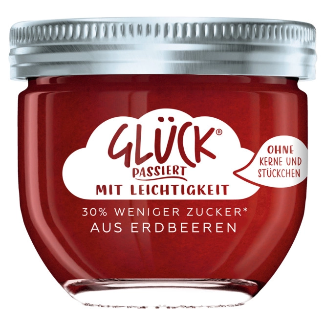 Glück Passiert Fruchtaufstrich Erdbeere 30% weniger Zucker 230G