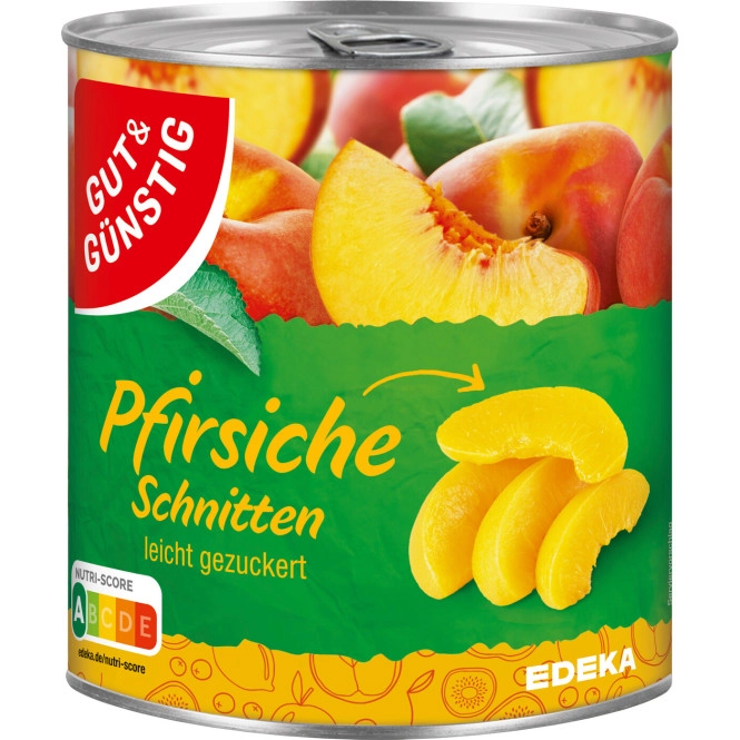 Gut & Günstig Pfirsiche in Schnitten leicht gezuckert 820G