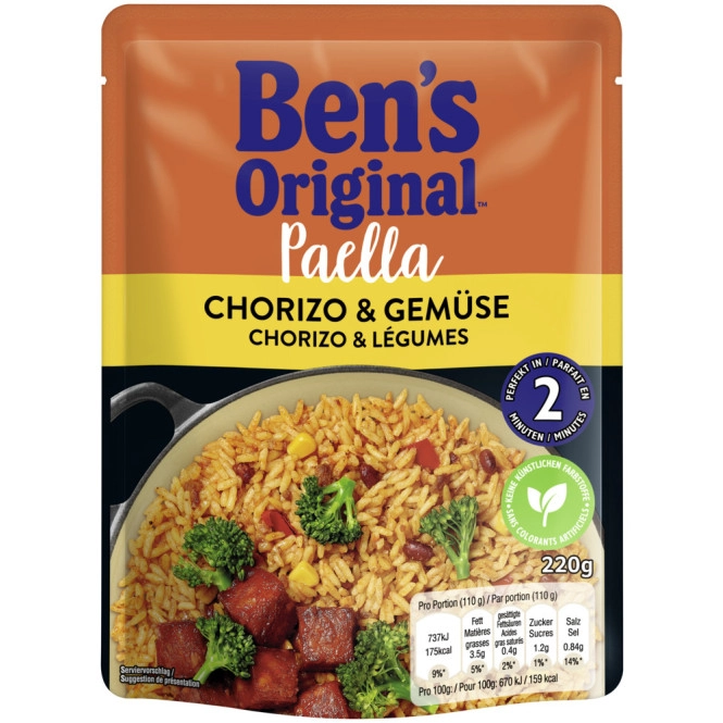 Ben's Original Paella mit Chorizo & Gemüse 220G