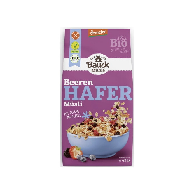 Bauckhof Bio Hafer Müsli Beeren glutenfrei 425G