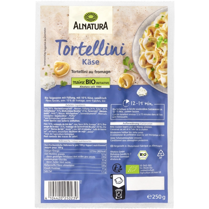 Alnatura Bio Tortellini Käse 250G