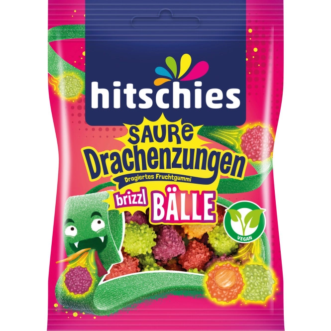 Hitschler Hitschies Saure Drachenzungen Brizzl Bälle 100G