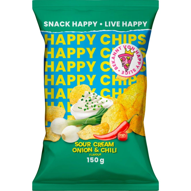 Happy Slice Happy Chips Sour Cream, Onion & Chili 150G