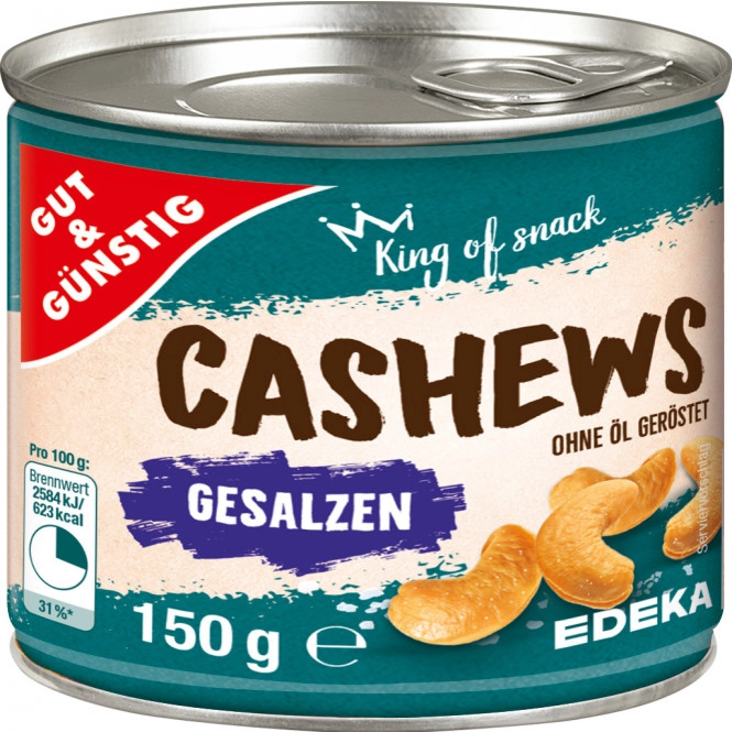 Gut & Günstig Cashews geröstet & gesalzen 150G