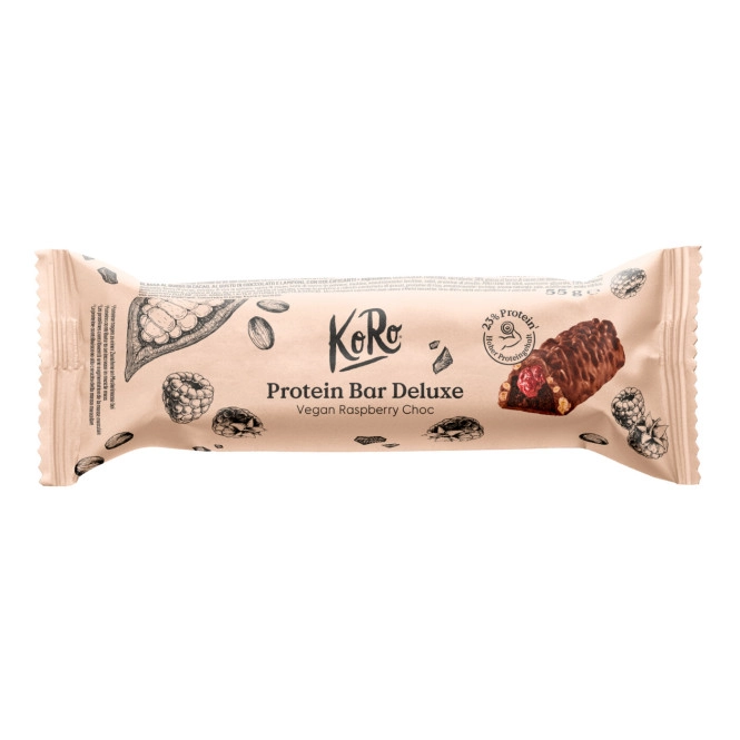 KoRo Protein Bar Deluxe Vegan Raspberry Choc 55G