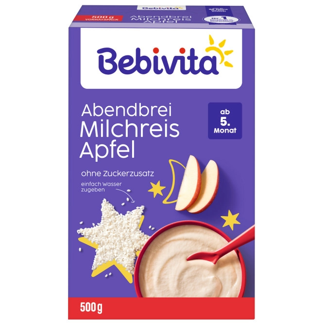 Bebivira Abendbrei Milchreis Apfel ab dem 5. Monat 500G