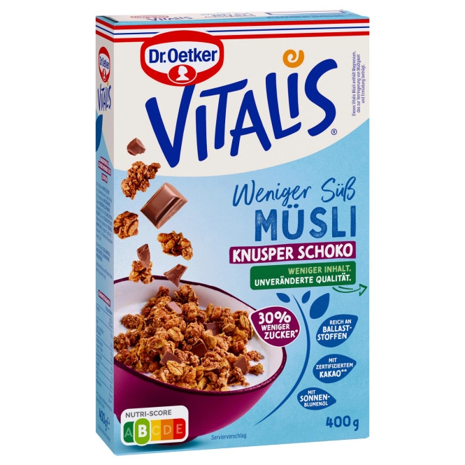 Dr.Oetker Vitalis Knusper Schoko Müsli weniger süß 400G