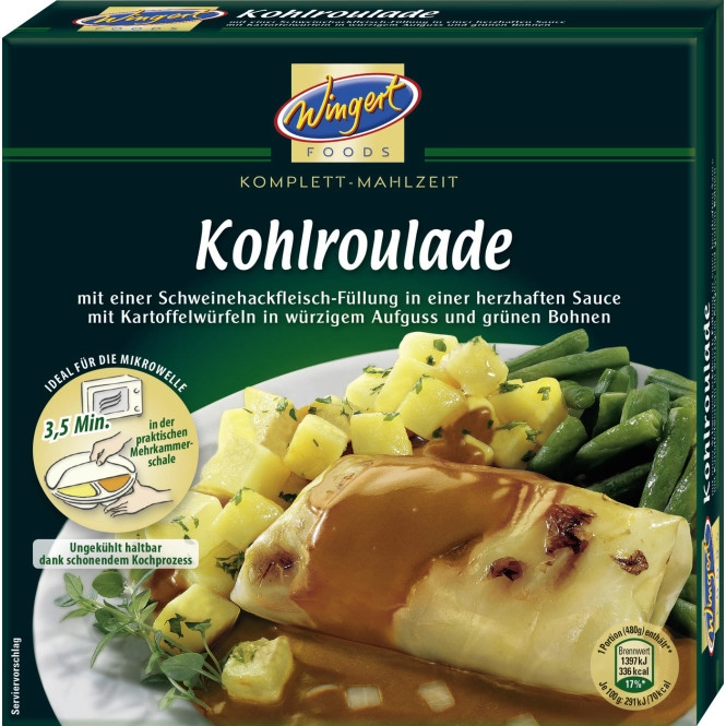 Wingert Foods Kohlroulade mit Kartoffelwürfel und Bohnen 480G