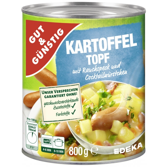 Gut & Günstig Kartoffeltopf mit Würstchen 800G