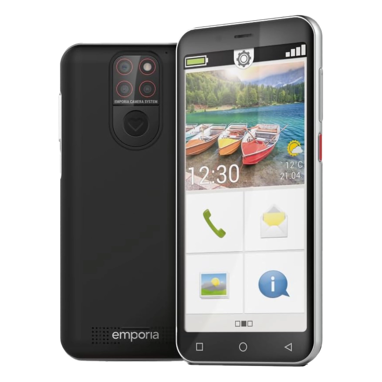 emporiaSMART.5 Mini Schwarz | Seniorenhandy | 4G | Smartphone ohne Vertrag | Mobiltelefon mit Notruftaste | 4,95-Zoll-Display | Android 13 | 13 MP Kamera