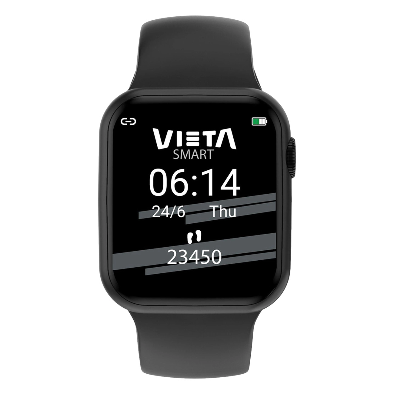 Vieta Pro Focus Schwarz | Fitnesstracker | 1.75 Zoll / 4.45 cm Display | Wasserdichtigkeit - IP67 | Abnehmbare Riemen | 180mAh Akku | Herzfrequenzmessung | Schrittzähler