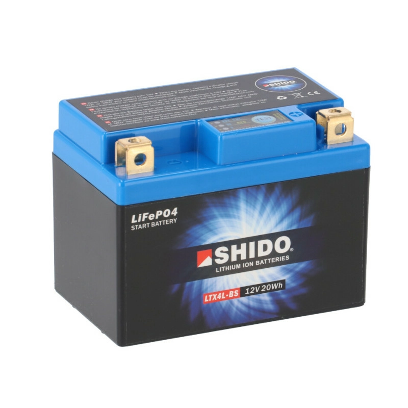 SHIDO LTX4L-BS Lithium Motorradbatterie 1,6Ah 12V YTX4L-BS