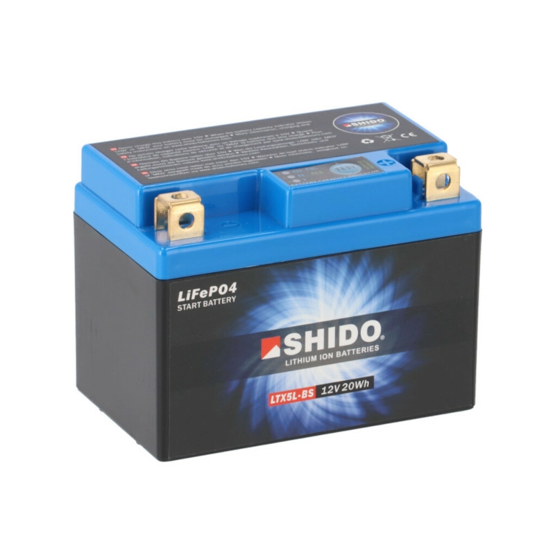 SHIDO LTX5L-BS Lithium Motorradbatterie 1,6Ah 12V YTX5L-BS