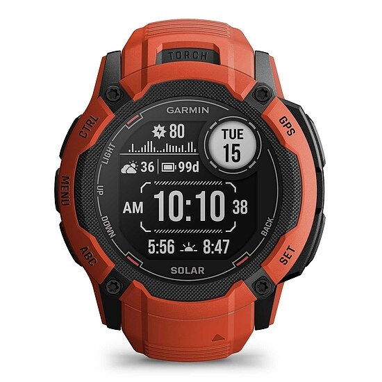 Garmin Instinct 2X Solar Red mit Silikonarmband Ref. 010-02805-01 - Outdoor GPS Smartwatch